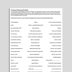 Treatment Planning Checklist