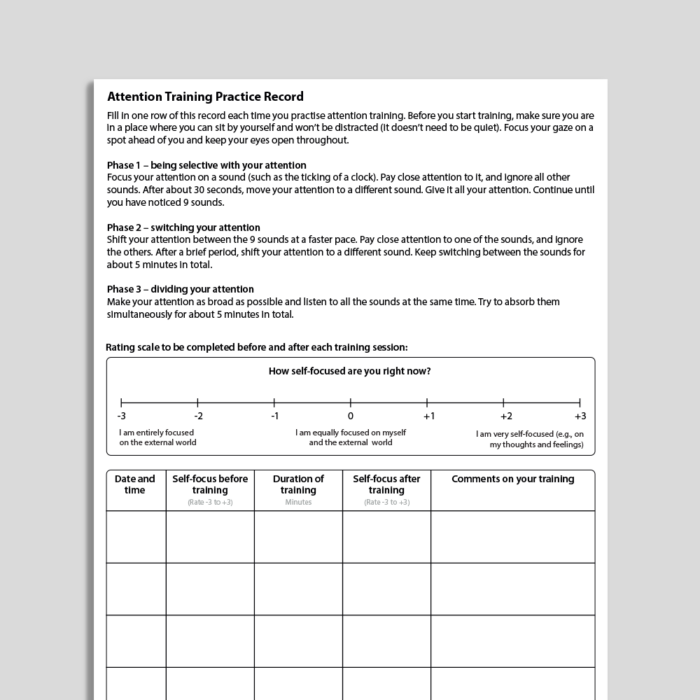 Attention Training Practice Record Exercise