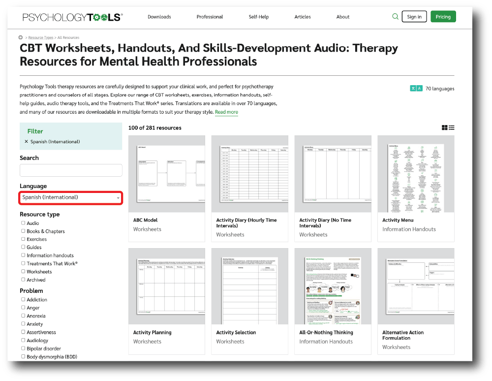 Using the language dropdown